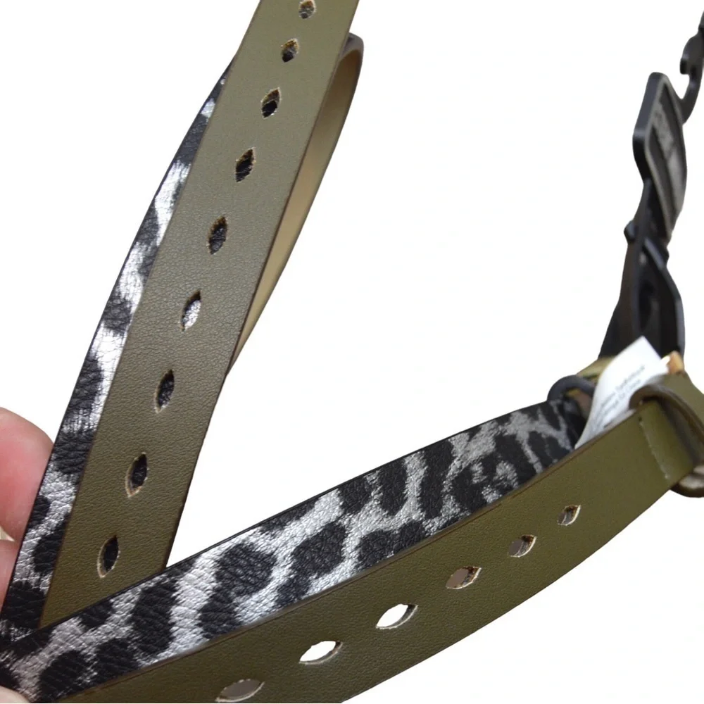 Pair of Steve Madden Faux Leather Belts - XL‎ & L, Drab Olive & Leopard